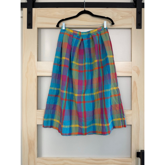 DAVID STRAUSS Dresses & Skirts - Vintage David Strauss Plaid Skirt Women’s High Waist Full A-Line Union Made 28